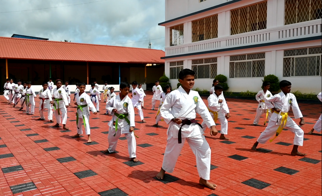 Karate Training for students at Pushpa CBSE School Periyapatna